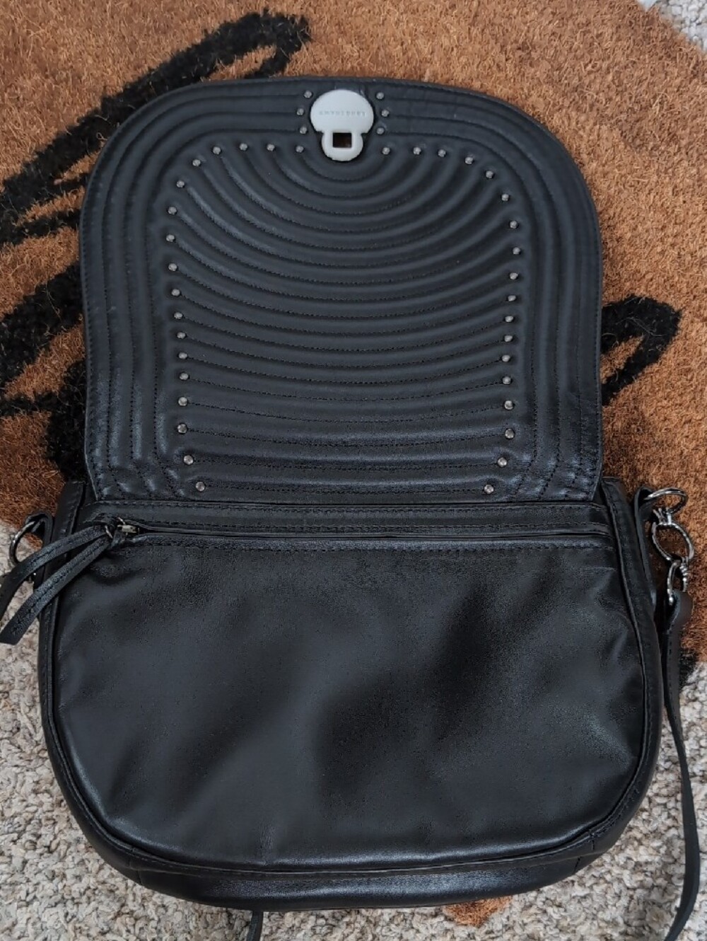 Longchamp Cavalcade Black Quilted Studded Crossbody Bag - Picture 6 of 14